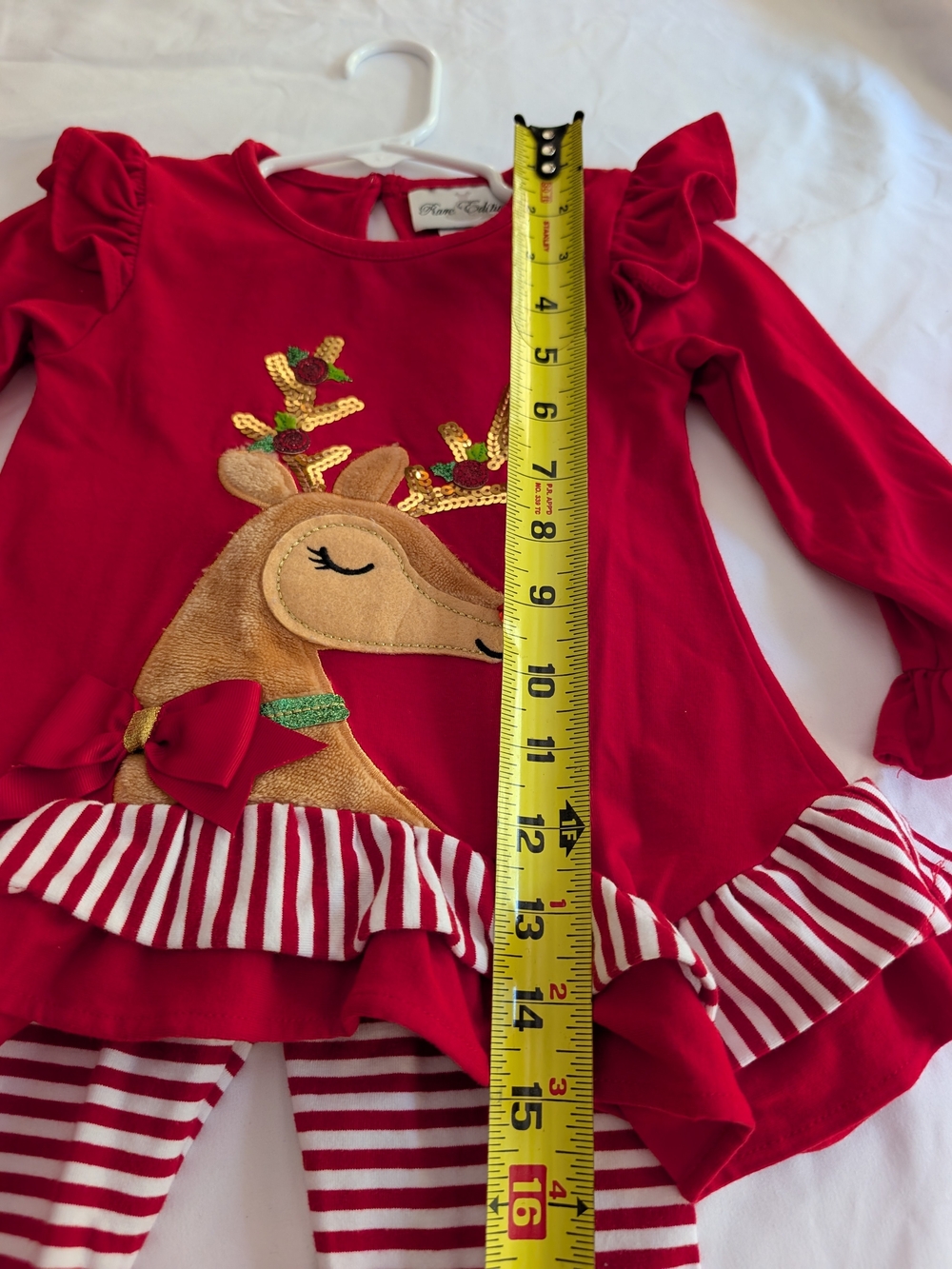 Rare Editions Red Reindeer Ruffle Pajama Set - Picture 8 of 11